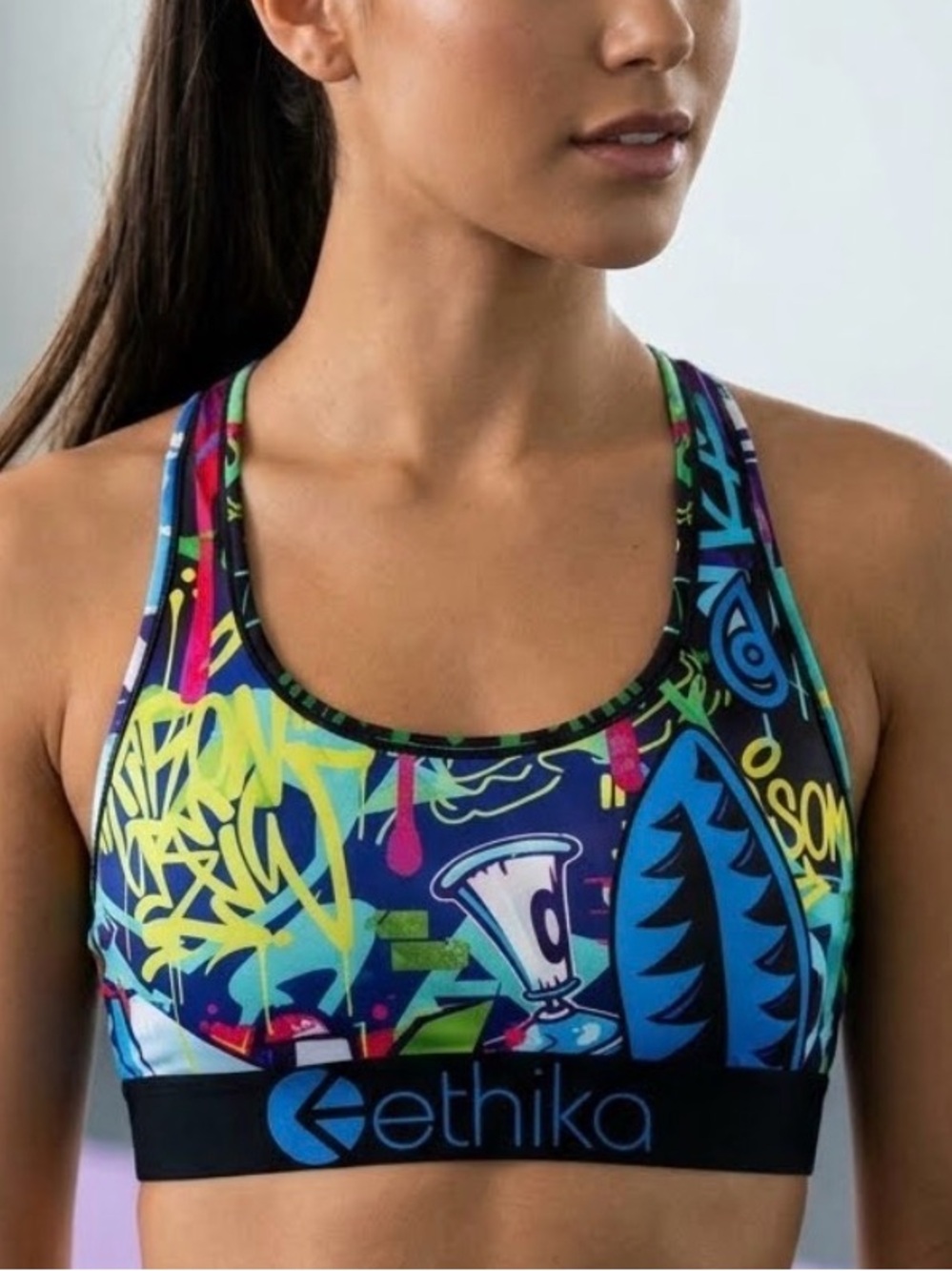 Ethika Girls Graffiti Print Sports Bra Medium NWT